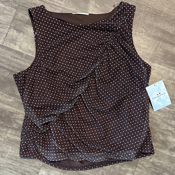 NWT Brown Polka Dot Sleeveless Top - Picture 1 of 3